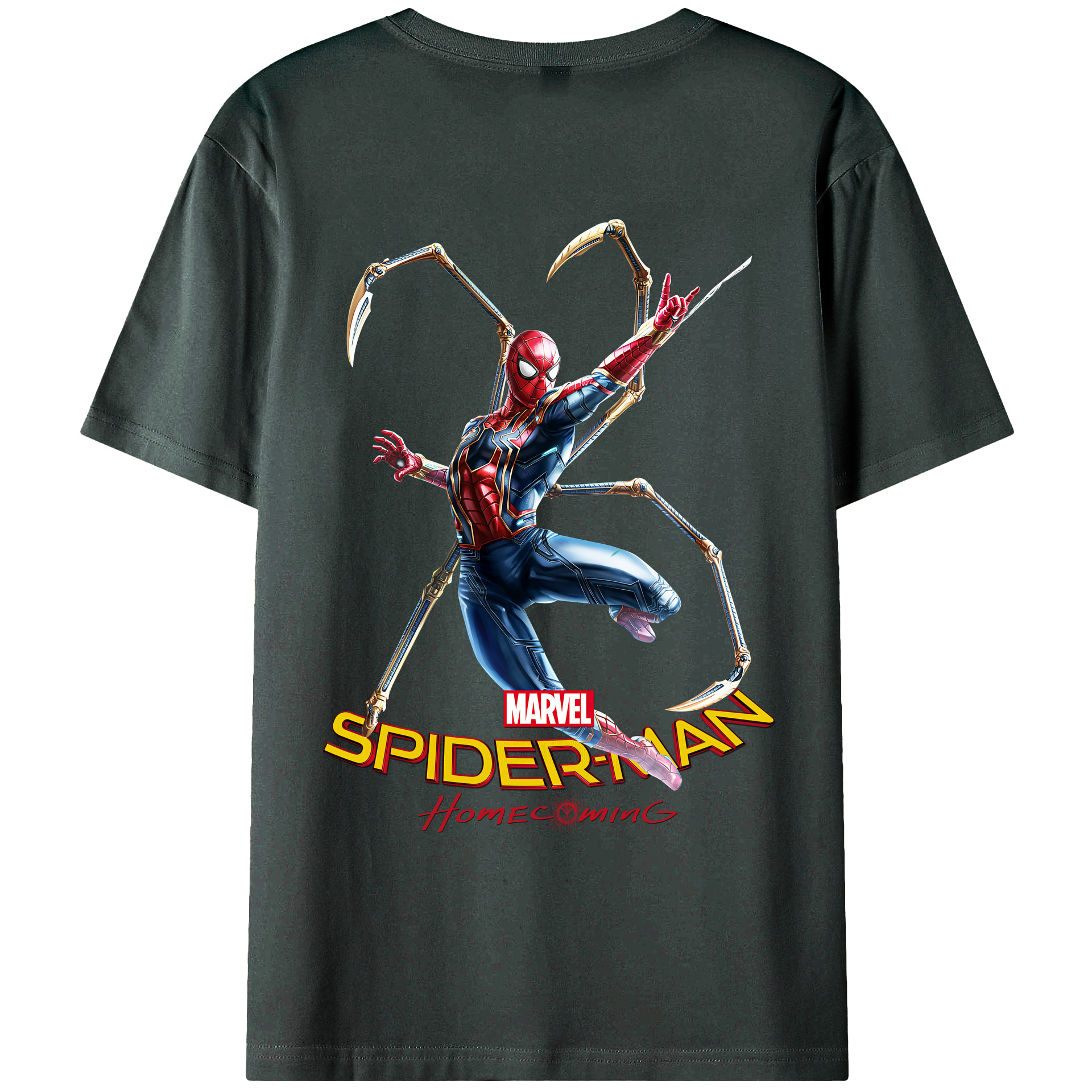 （画像用） Spider Man スパイダーマン 綿100％ メンズ半袖Tシャツ（バックプリント） 通気性
